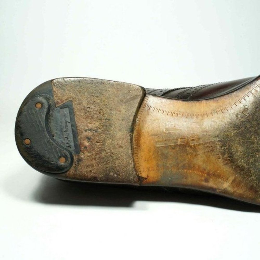 SALVATORE FERRAGAMO Lavorazione Mens 10.5 Brown Italian Designer Dress Oxfords - Picture 10 of 16